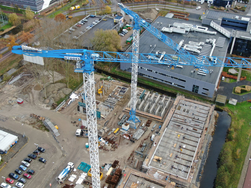 Ballast Nedam and Heddes Bouw & Ontwikkeling rely on Potain tower cranes for complex high-rise construction project in Leiden, the Netherlands